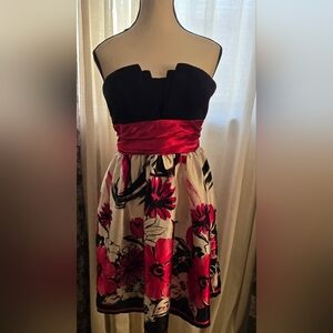 Elegant Strapless Floral Dress Y2k Trixxi SizE M